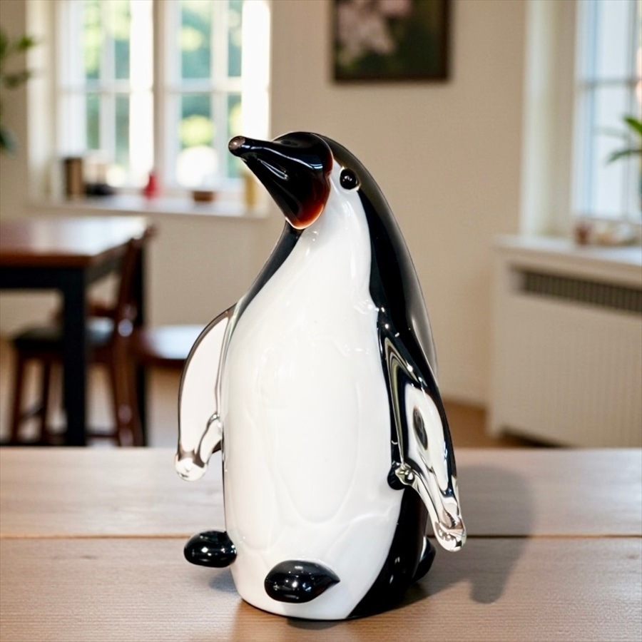 ガラス ペンギン 置物  高さ12cm