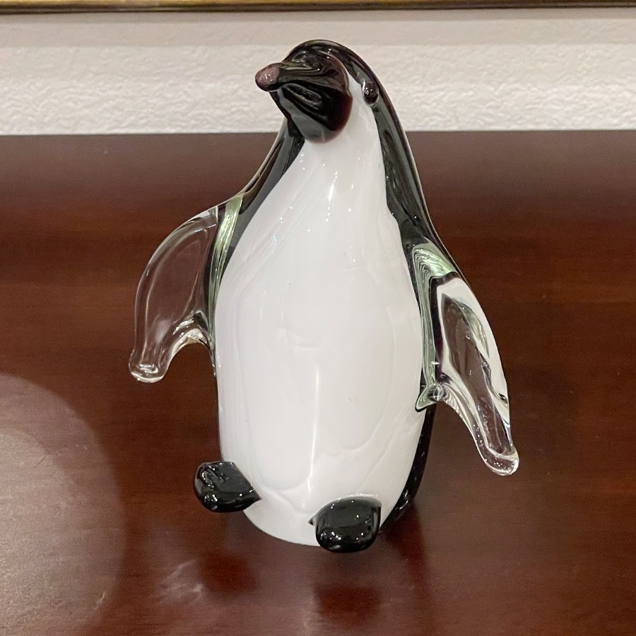 ガラス ペンギン 置物  高さ12cm