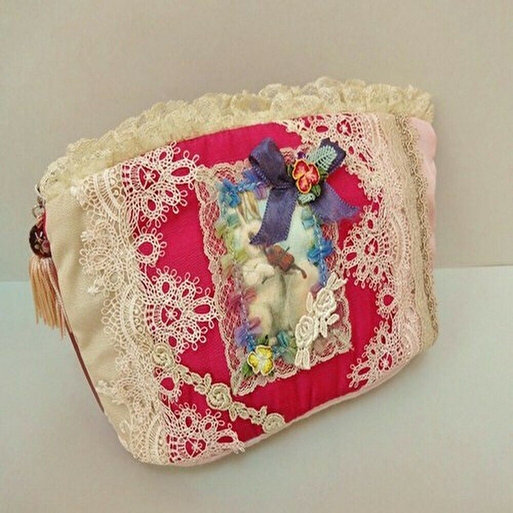 アンティーク風イースターラビット ポーチ