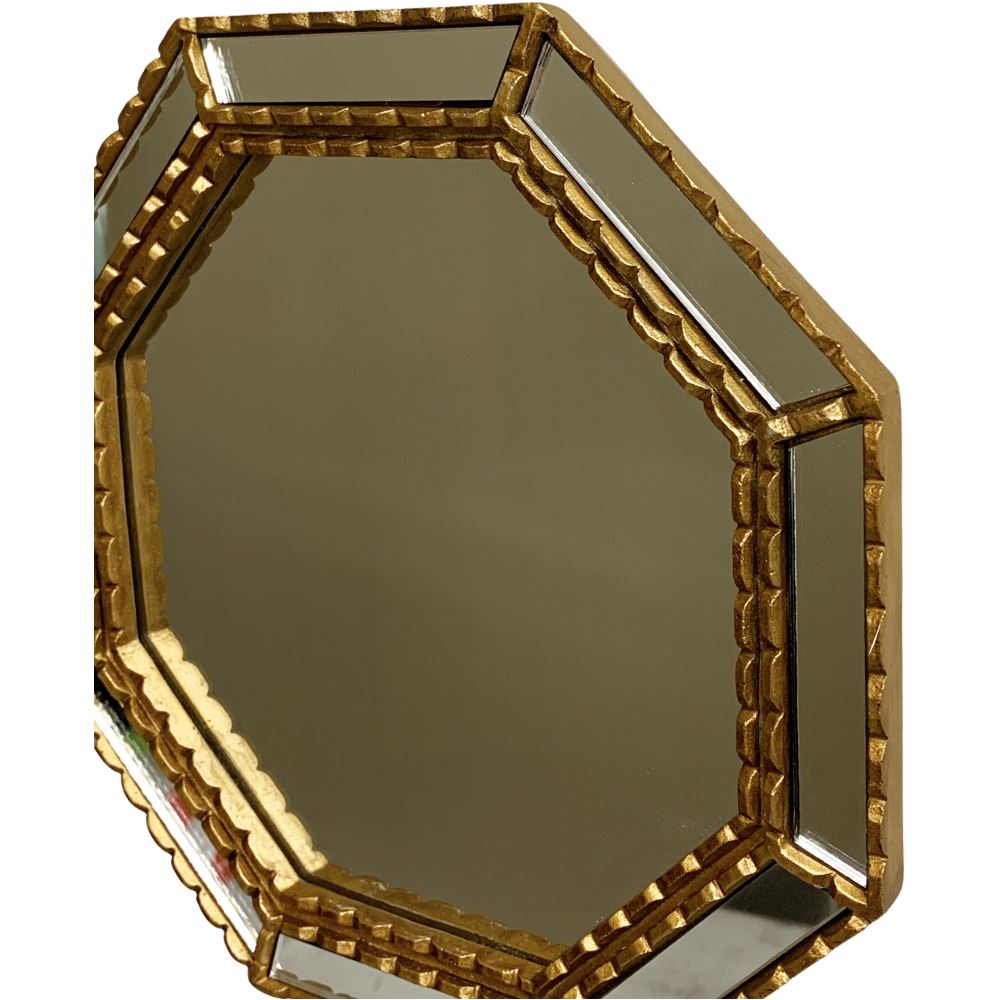 八角ミラー 壁掛け オクト ウォールデコ 鏡 おしゃれ ロココ アンティーク調 輸入家具 ミラー