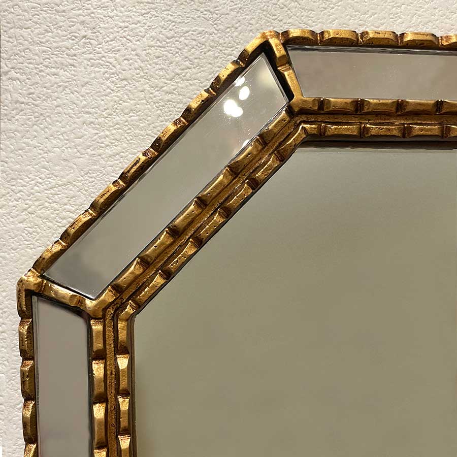 八角ミラー 壁掛け オクト ウォールデコ 鏡 おしゃれ ロココ アンティーク調 輸入家具 ミラー