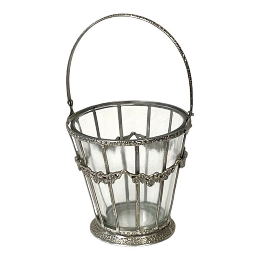 ガラスバスケット 真鍮×ガラス ゴールド シルバー 