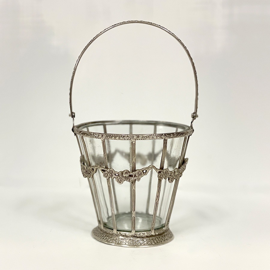 ガラスバスケット 真鍮×ガラス ゴールド シルバー 