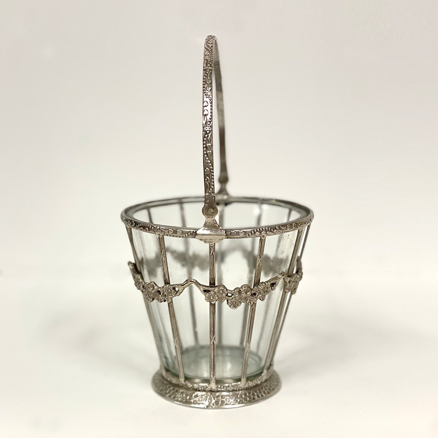 ガラスバスケット 真鍮×ガラス ゴールド シルバー 