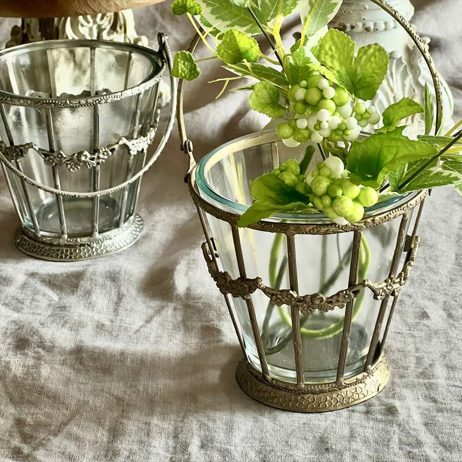 ガラスバスケット 真鍮×ガラス ゴールド シルバー 