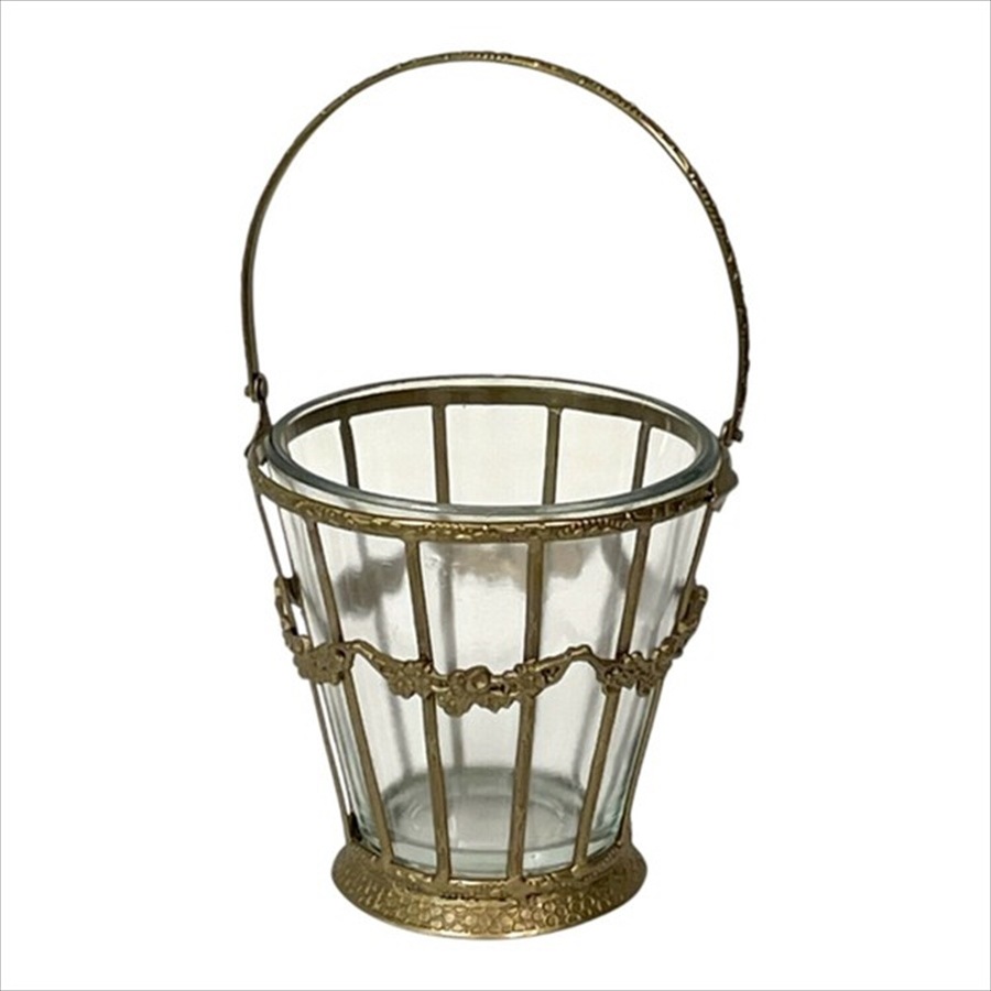 ガラスバスケット 真鍮×ガラス ゴールド シルバー 