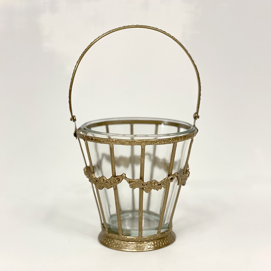 ガラスバスケット 真鍮×ガラス ゴールド シルバー 