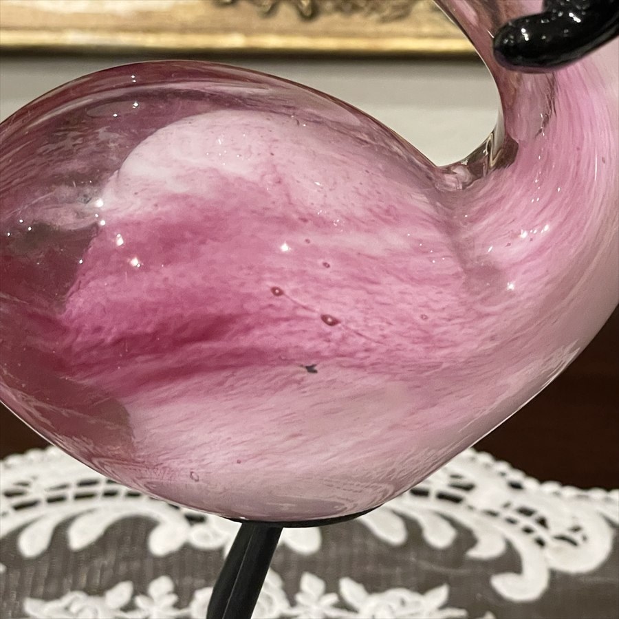 ガラス フラミンゴ 置物  高さ20cm