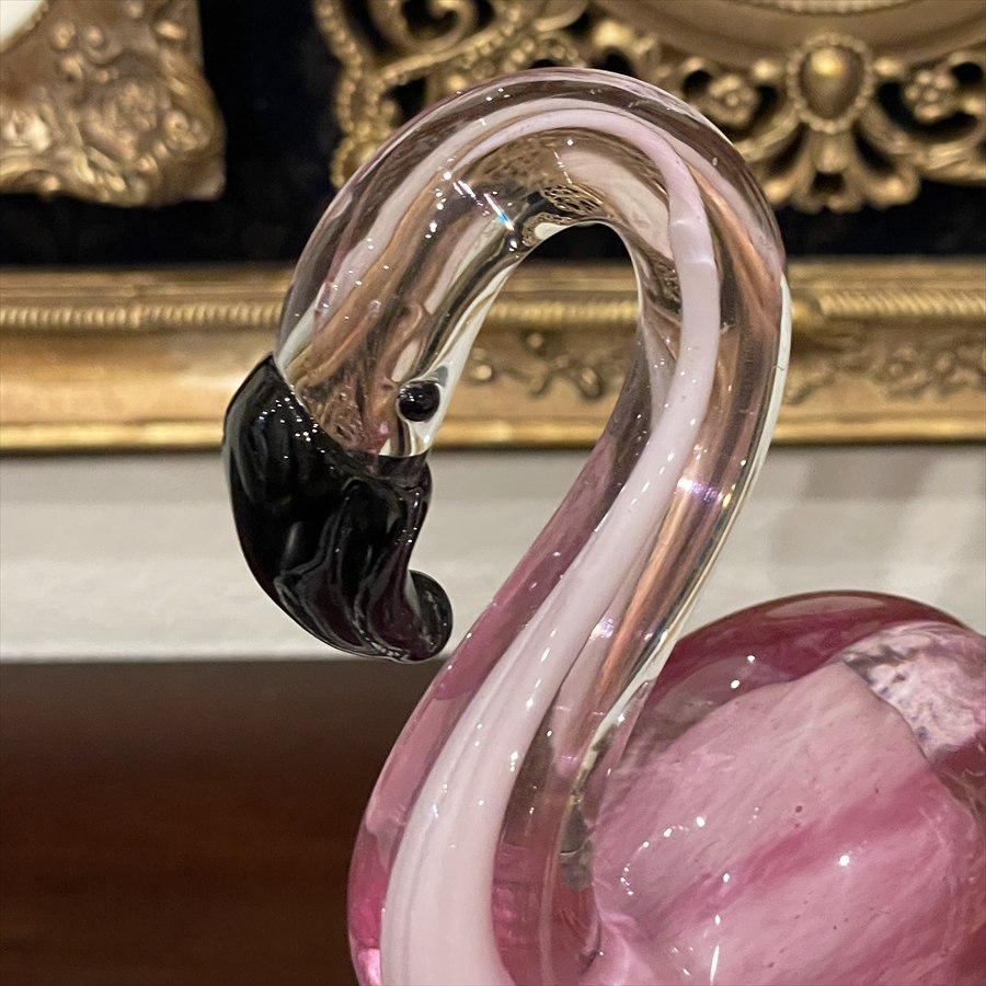 ガラス フラミンゴ 置物  高さ20cm