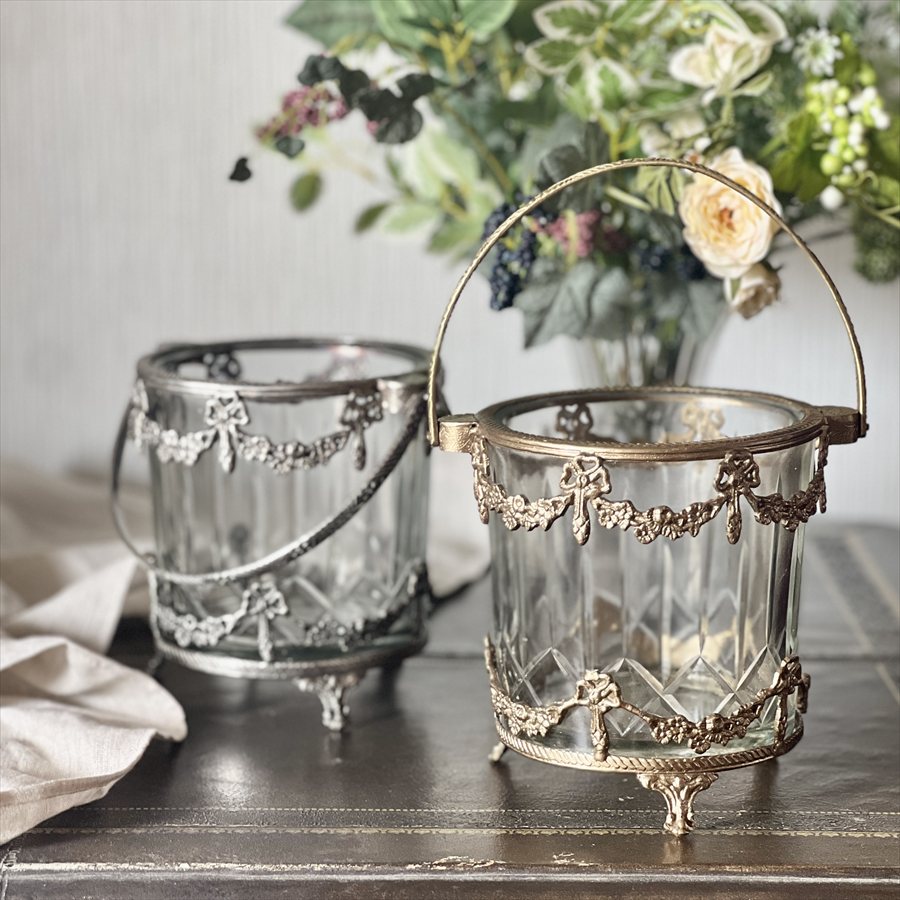 ガラスバスケット 真鍮×ガラス ゴールド シルバー