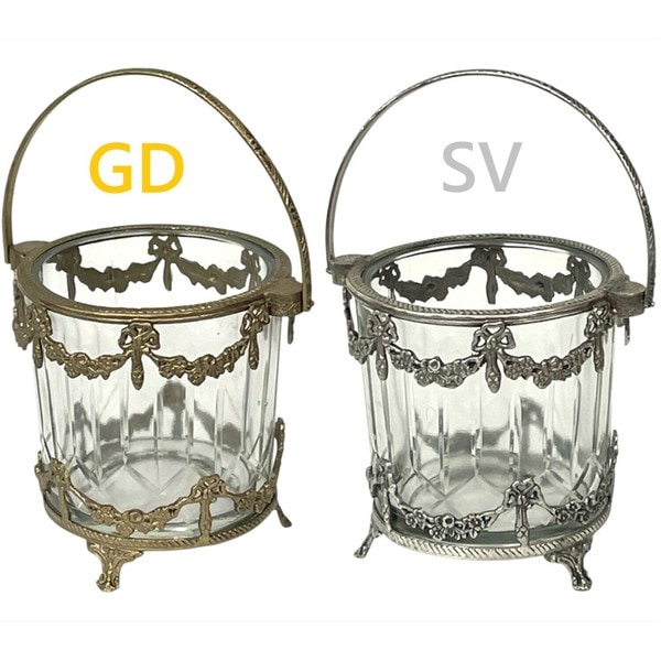 ガラスバスケット 真鍮×ガラス ゴールド シルバー