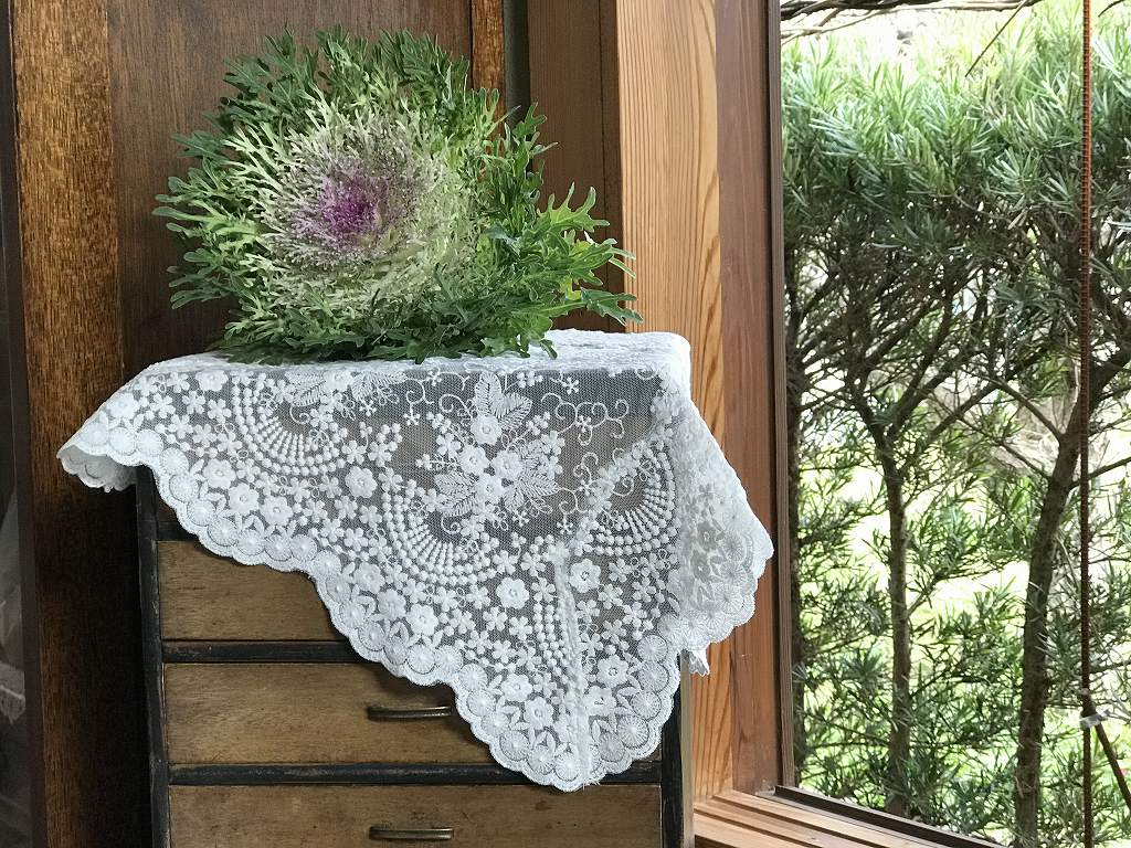 table de fleurs ドイリーレース