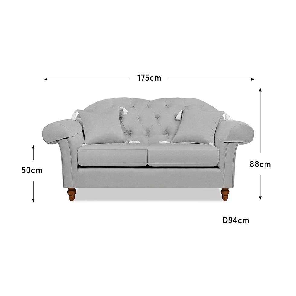 ジェニファーテイラー ソファ 2人掛け Arabelle 幅175cm クッション2個付き ベロア グレー 36028LS-865