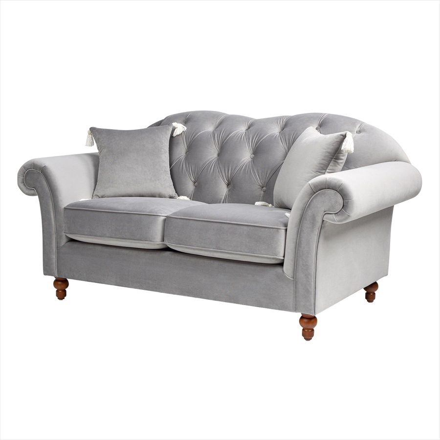 ジェニファーテイラー ソファ 2人掛け Arabelle 幅175cm クッション2個付き ベロア グレー 36028LS-865