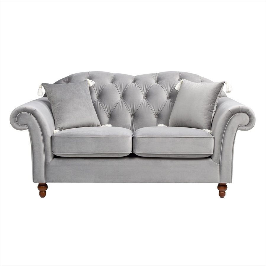 ジェニファーテイラー ソファ 2人掛け Arabelle 幅175cm クッション2個付き ベロア グレー 36028LS-865