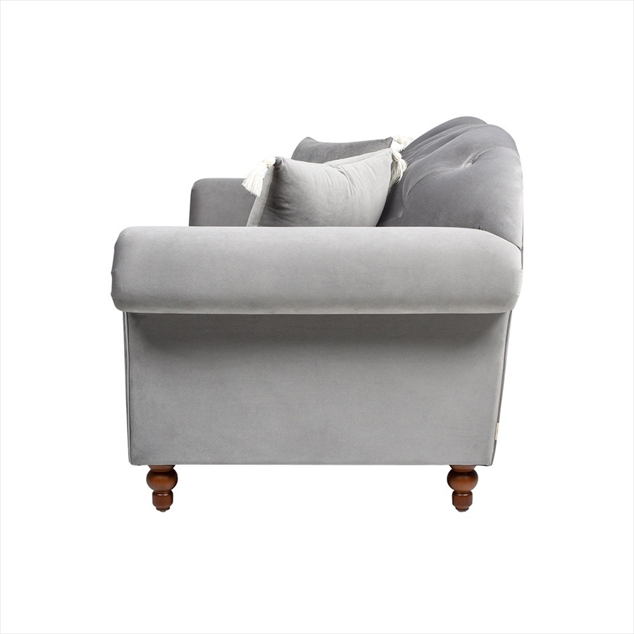 ジェニファーテイラー ソファ 2人掛け Arabelle 幅175cm クッション2個付き ベロア グレー 36028LS-865