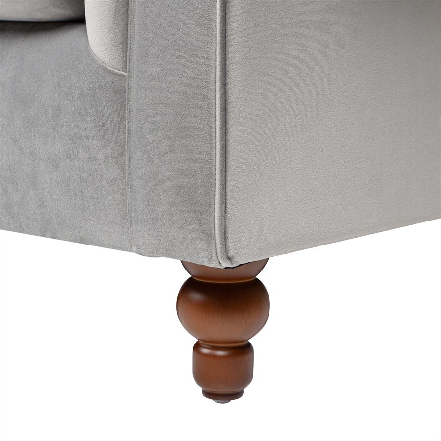 ジェニファーテイラー ソファ 2人掛け Arabelle 幅175cm クッション2個付き ベロア グレー 36028LS-865