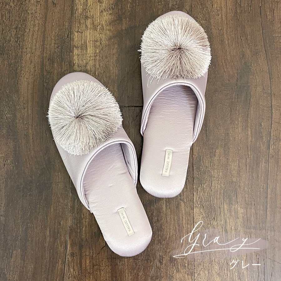 3色展開 MLサイズ対応 ポンポン スリッパ