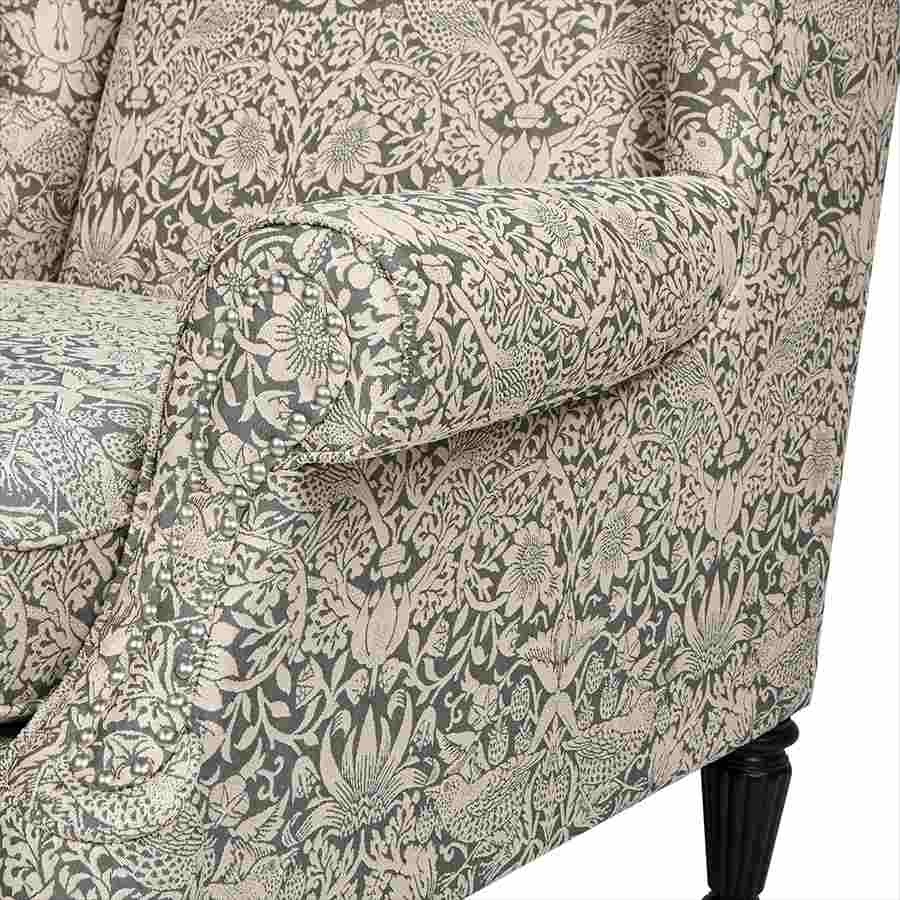 ジェニファーテイラー ウィングバック アームチェア 1人掛け Strawberry Thief Gray VI04 いちご泥棒 グレー Jennifer Taylor 36029AC-VI04