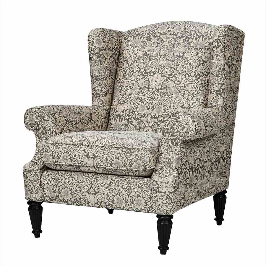 ジェニファーテイラー ウィングバック アームチェア 1人掛け Strawberry Thief Gray VI04 いちご泥棒 グレー Jennifer Taylor 36029AC-VI04