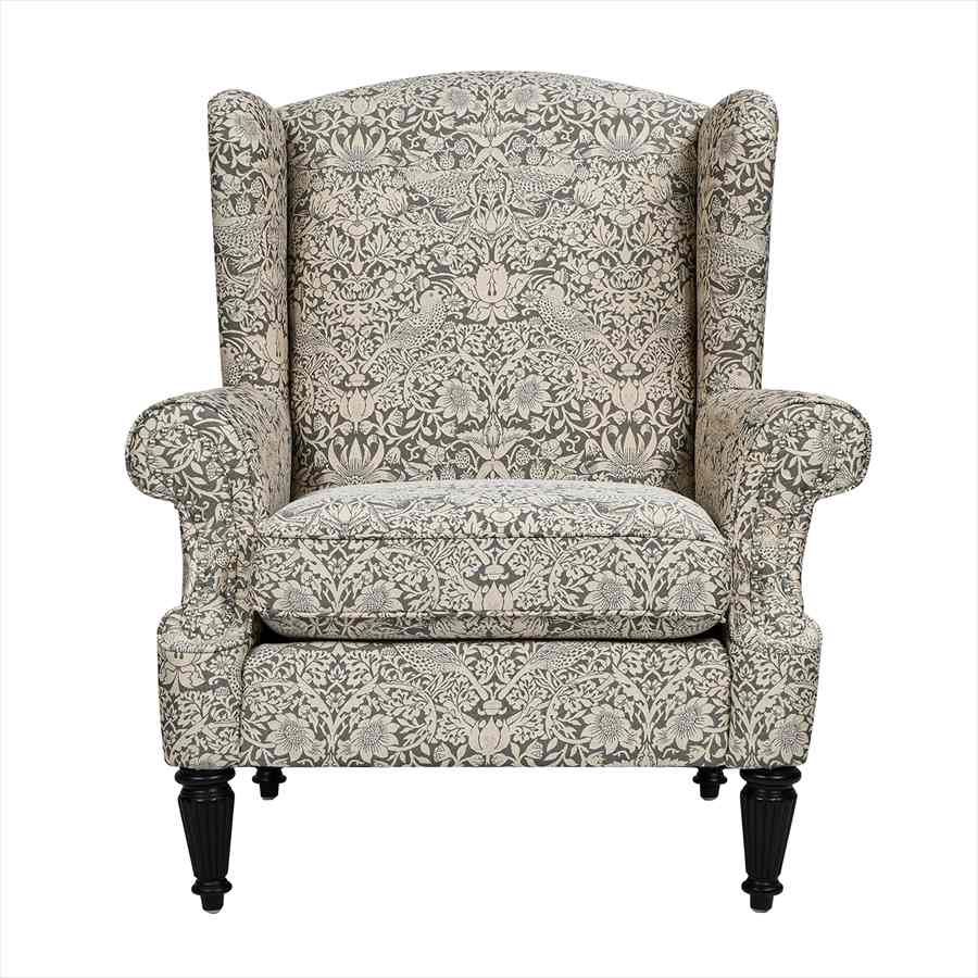 ジェニファーテイラー ウィングバック アームチェア 1人掛け Strawberry Thief Gray VI04 いちご泥棒 グレー Jennifer Taylor 36029AC-VI04