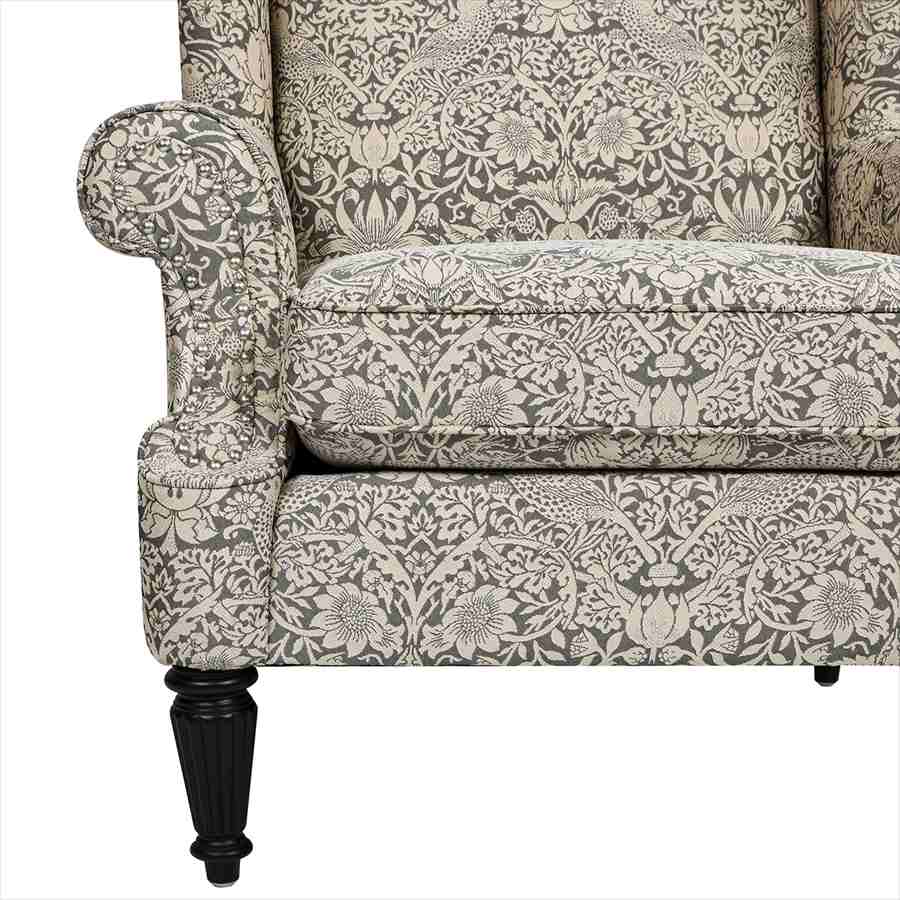 ジェニファーテイラー ウィングバック アームチェア 1人掛け Strawberry Thief Gray VI04 いちご泥棒 グレー Jennifer Taylor 36029AC-VI04