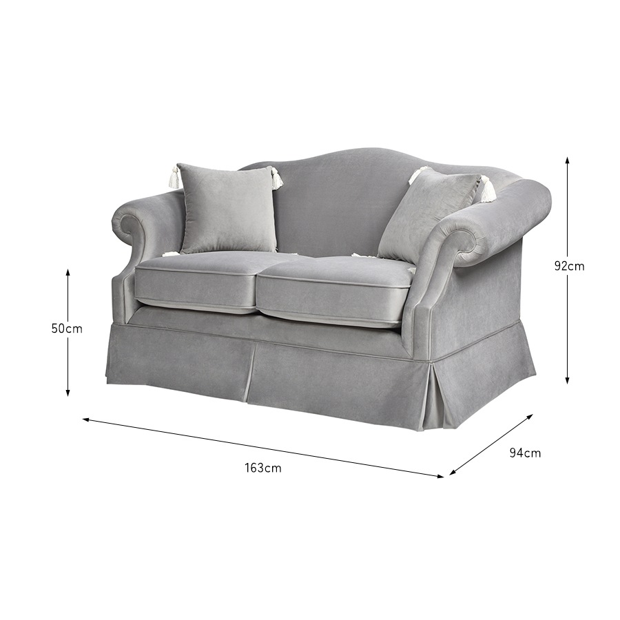 ジェニファーテイラー 2人掛け ソファ Marguerite 幅163cm クッション2個付き ベロア グレー 36022LS-865