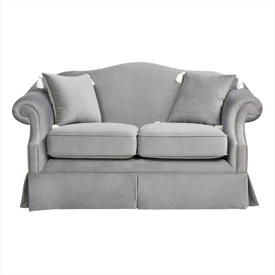 ジェニファーテイラー 2人掛け ソファ Marguerite 幅163cm クッション2個付き ベロア グレー 36022LS-865