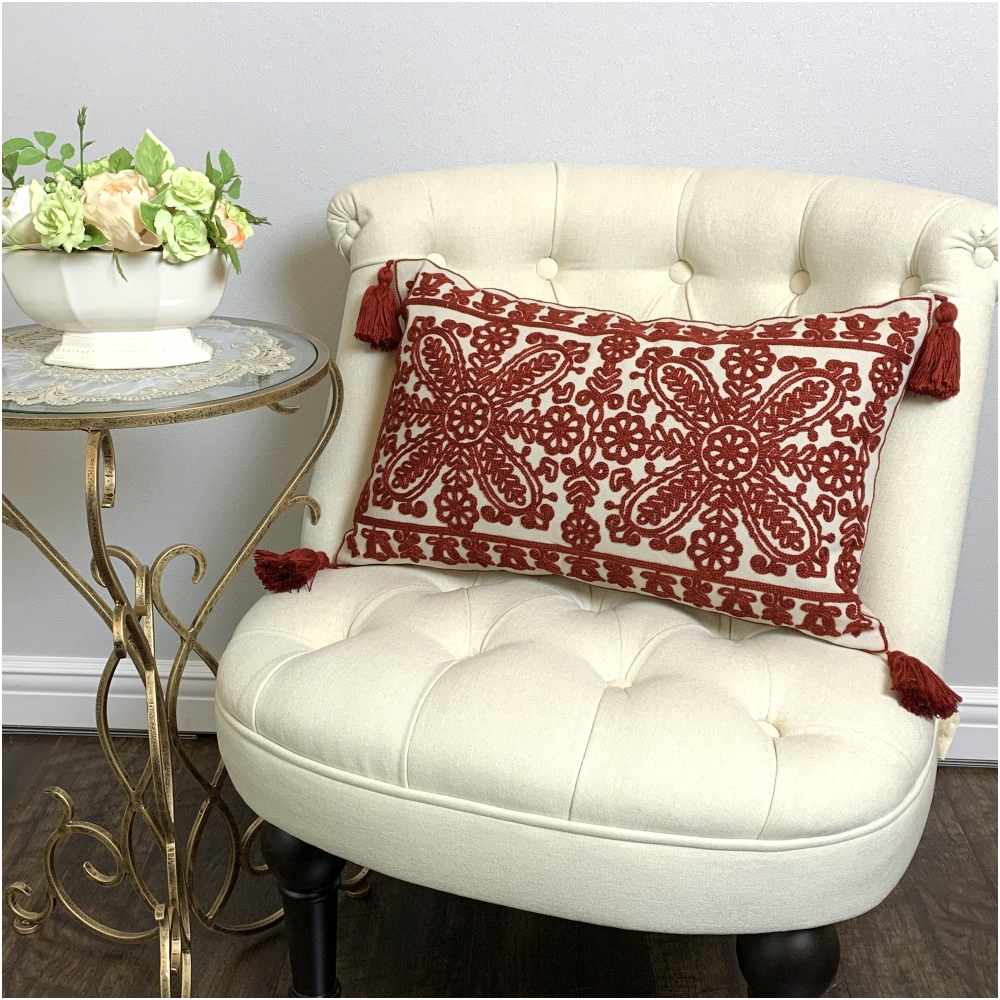 クッション 長角 45×30cm フレンチインテリア 2色展開