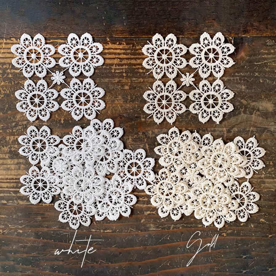 2色展開 all lace ミニコースター4枚セット 2カラー ホワイト ゴールド
