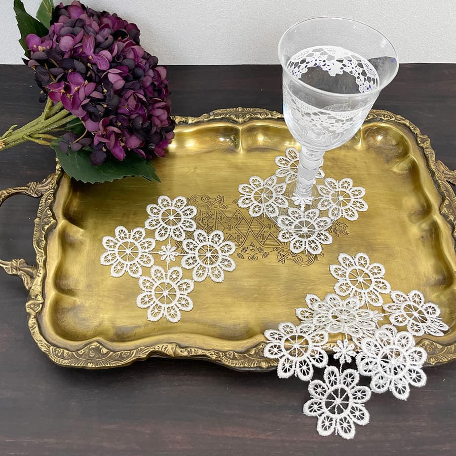 2色展開 all lace ミニコースター4枚セット 2カラー ホワイト ゴールド