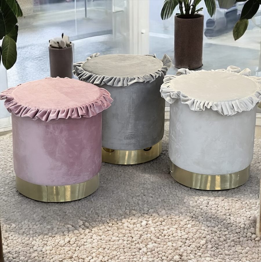 フリルラウンドスツール プリンセスインテリア 3色展開