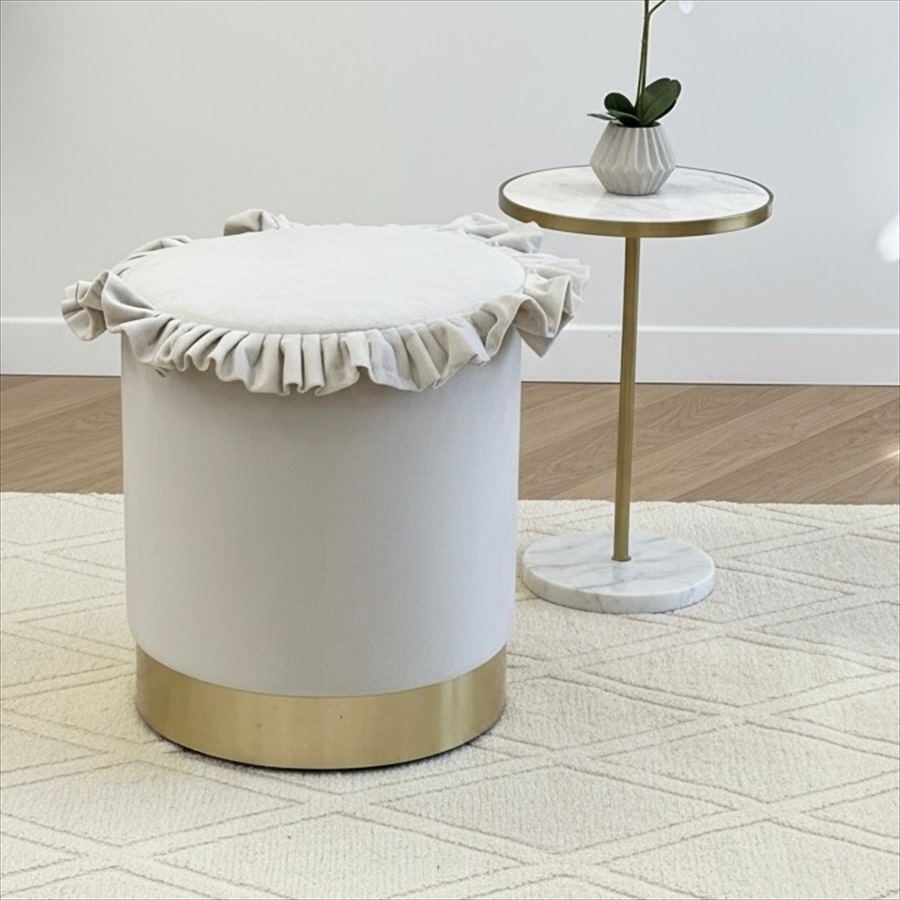 フリルラウンドスツール プリンセスインテリア 3色展開