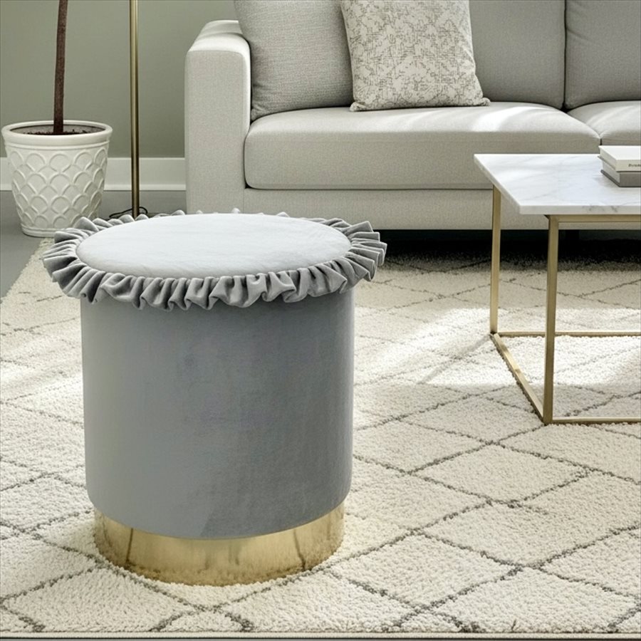 フリルラウンドスツール プリンセスインテリア 3色展開