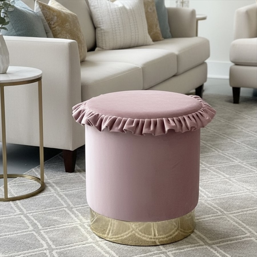 フリルラウンドスツール プリンセスインテリア 3色展開