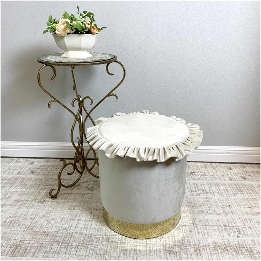 フリルラウンドスツール プリンセスインテリア 3色展開