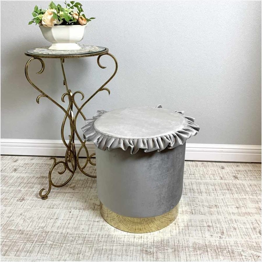 フリルラウンドスツール プリンセスインテリア 3色展開