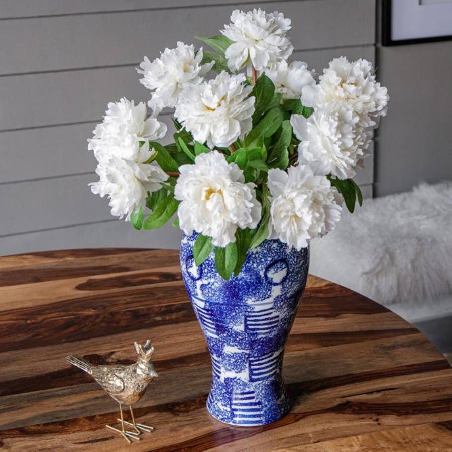 シノワズリ ピッチャー 花瓶 フラワースタンド ブルー＆ホワイト 陶器 即日発送