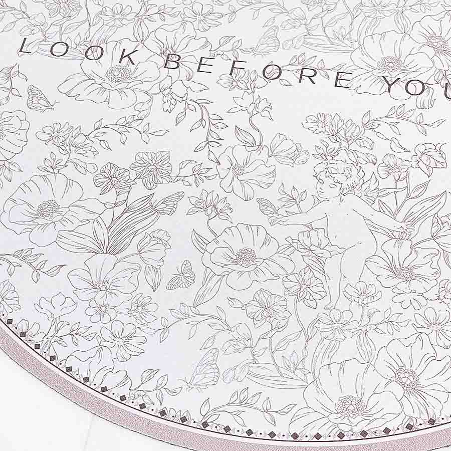 ランチョンマット 花柄 グレー 直径35.5cm