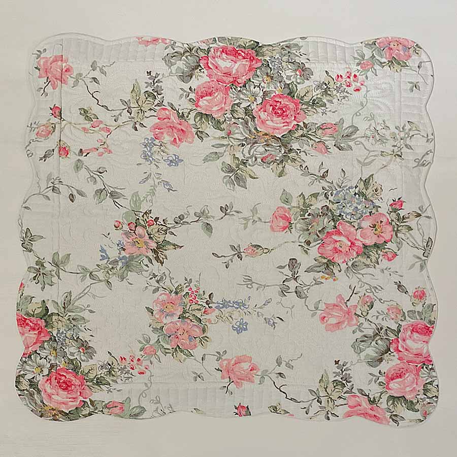 champs de fleurs ローズ柄キルト座布団カバー