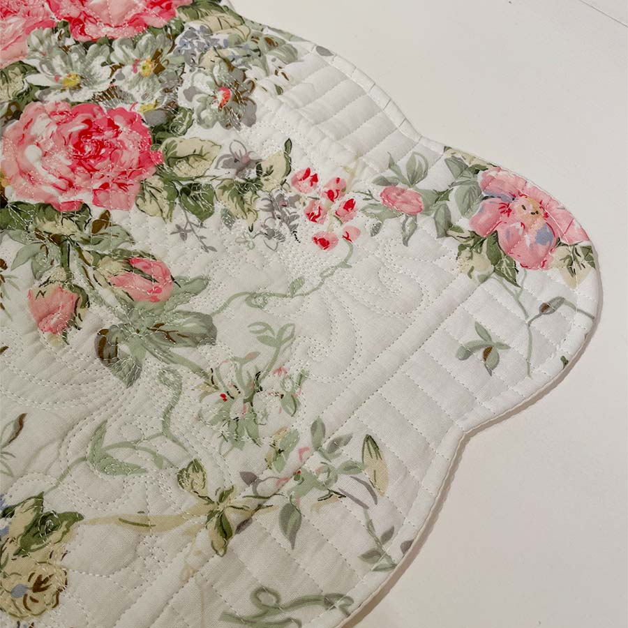champs de fleurs ローズ柄キルト座布団カバー