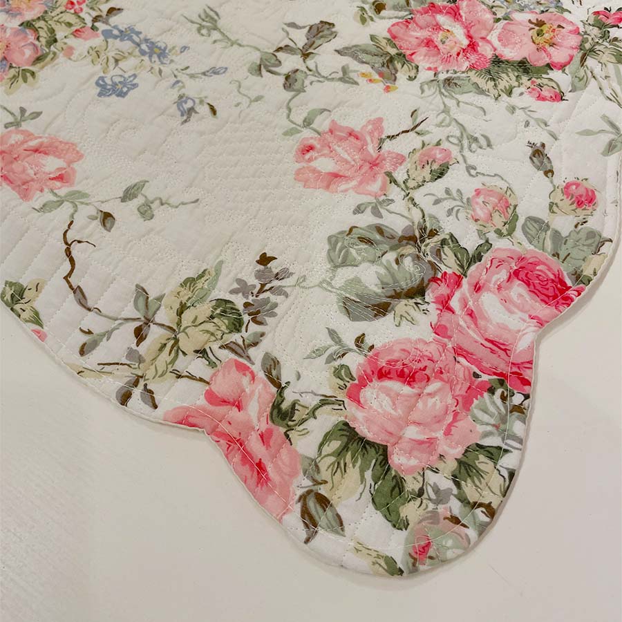champs de fleurs ローズ柄キルト座布団カバー