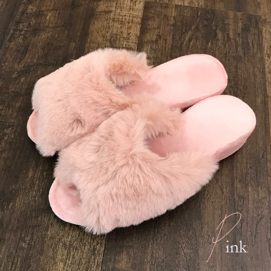 3色展開 2サイズ ファースリッパ 4cmヒール