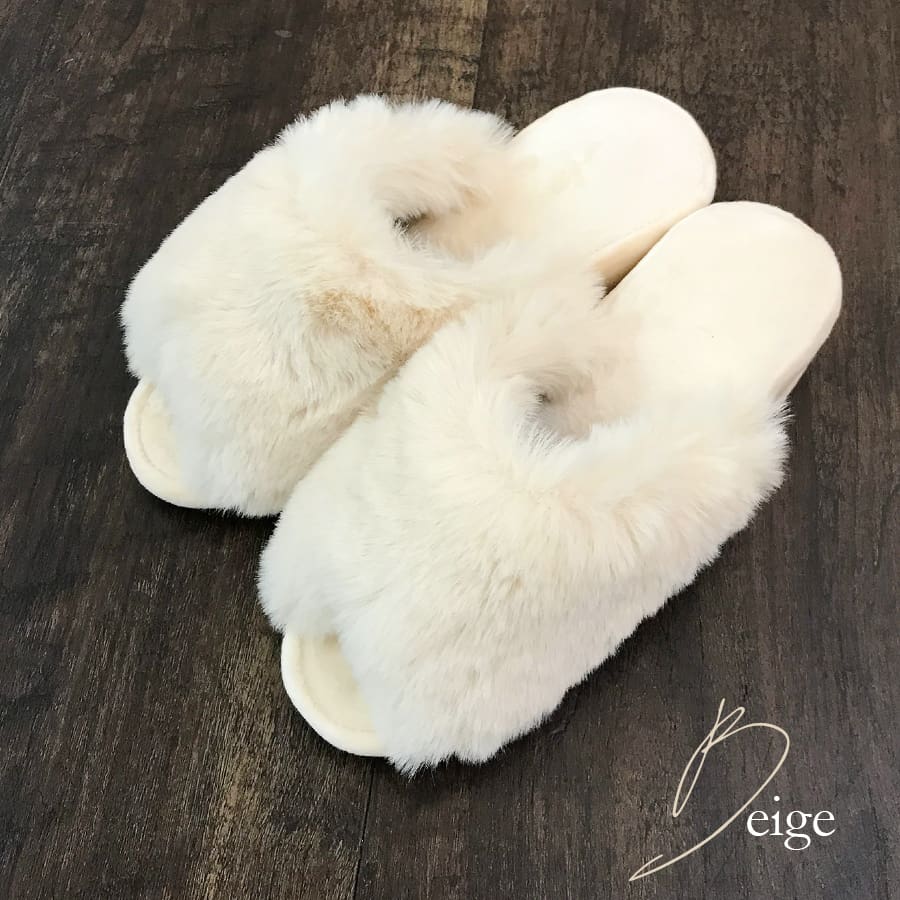 3色展開 2サイズ ファースリッパ 4cmヒール