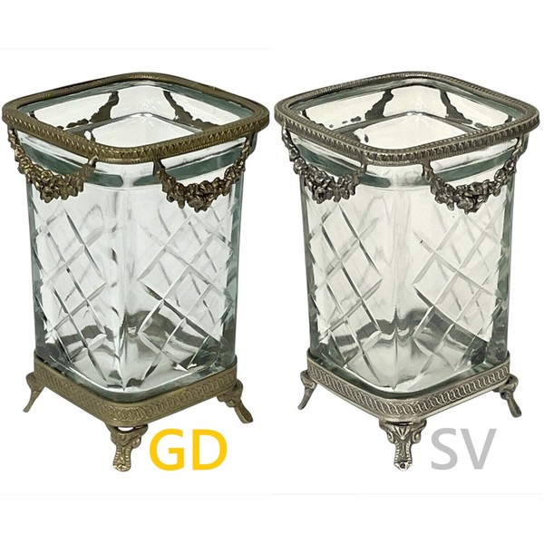 【半額セール】ガラス花瓶 ガラス 真鍮 ゴールド シルバー