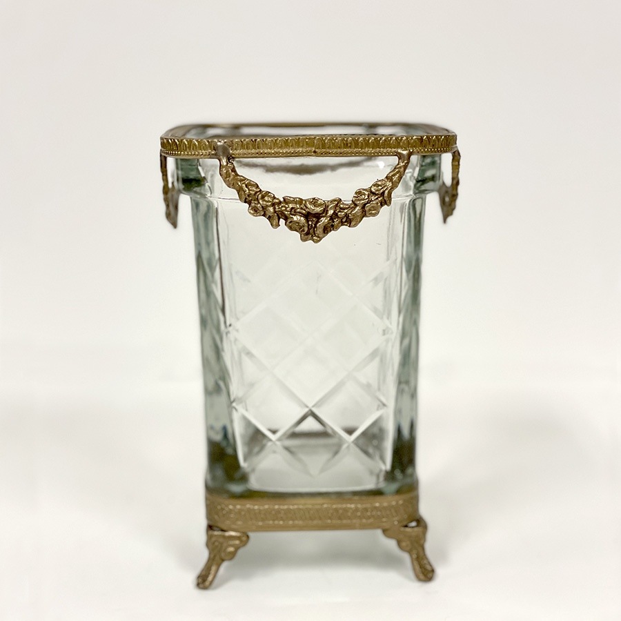 【半額セール】ガラス花瓶 ガラス 真鍮 ゴールド シルバー