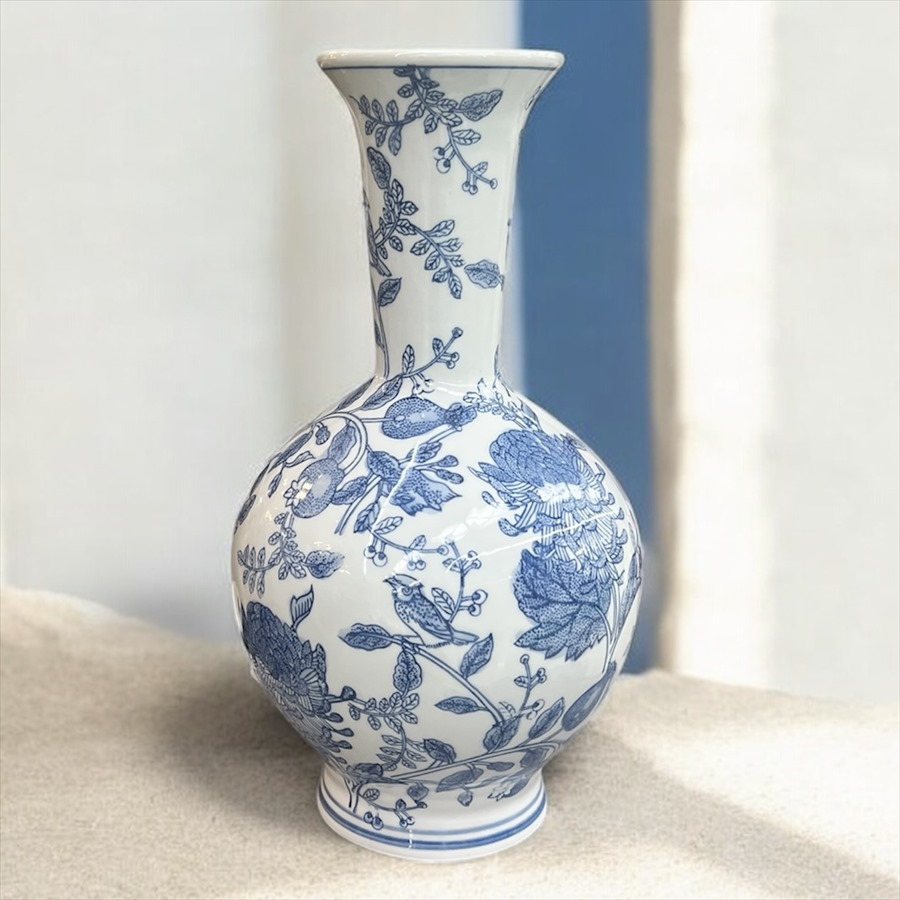 シノワズリ 花瓶 磁器 高さ35cm