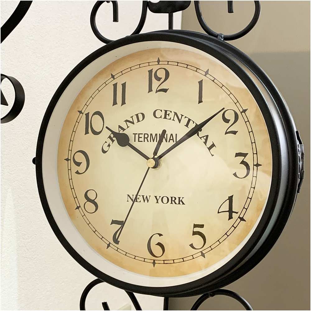 クラシック ステーションクロック ブラック 両面 ウォールクロック