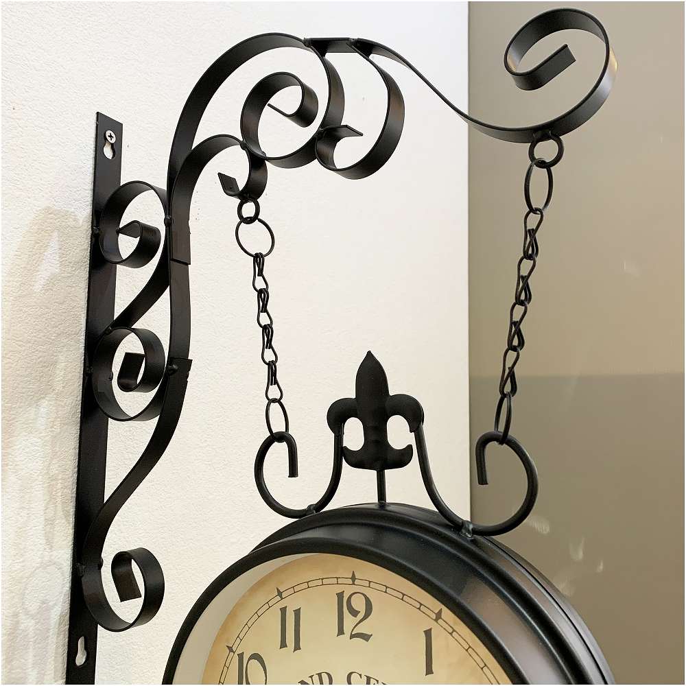 クラシック ステーションクロック ブラック 両面 ウォールクロック