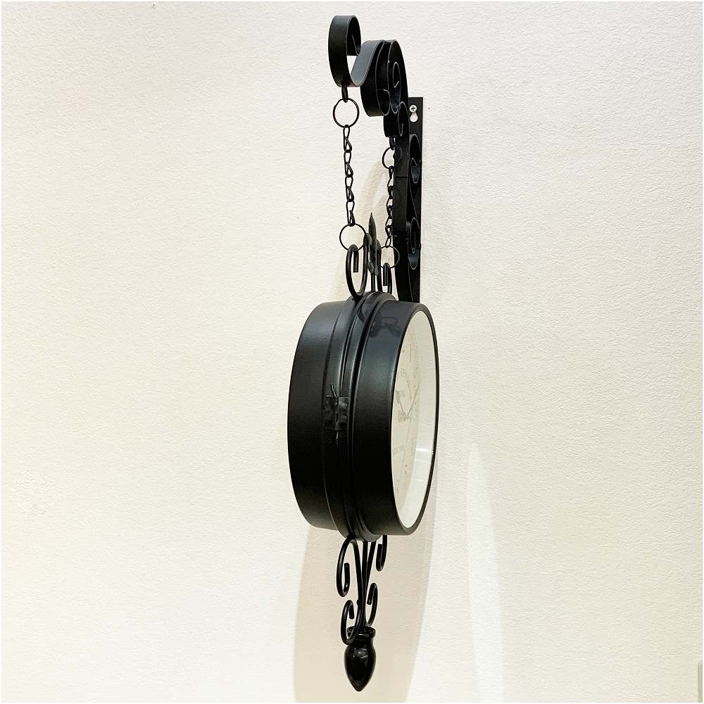 クラシック ステーションクロック ブラック 両面 ウォールクロック